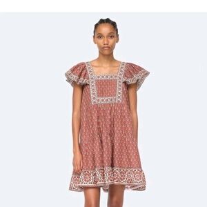 Sea New York Fernanda Mini Dress in Terracota. Size S